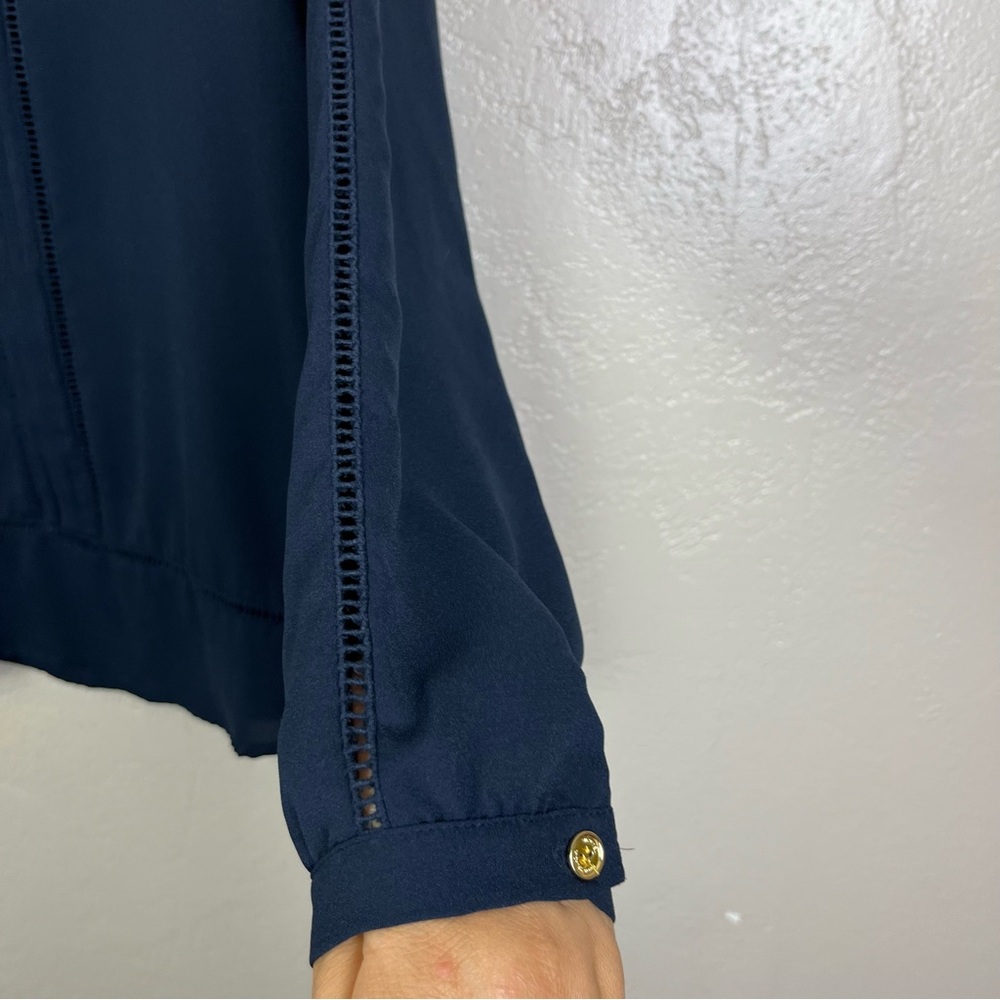 MICHAEL Michael Kors Navy Blue V-neck Long Sleeve Blouse‎ Size M - Picture 7 of 14